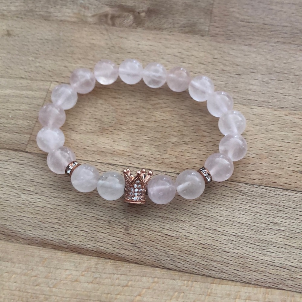 Roast quartz with roses gold beading bracelet